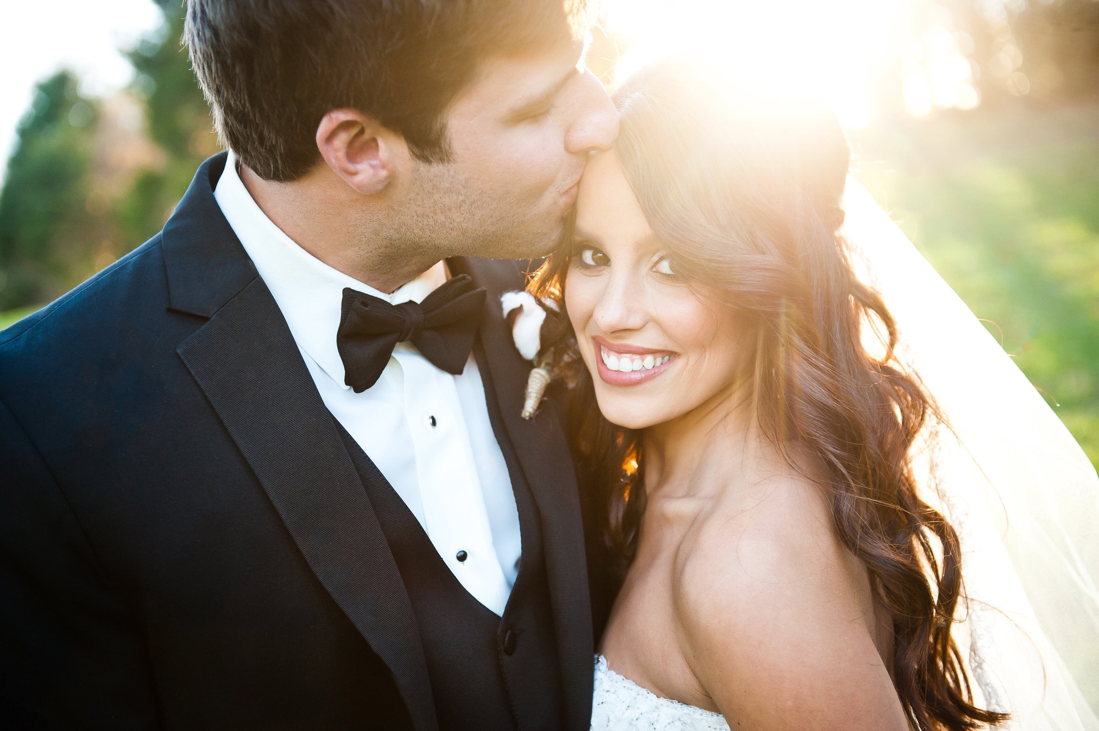 Golden hour bridal couple intimate portrait by Sarai